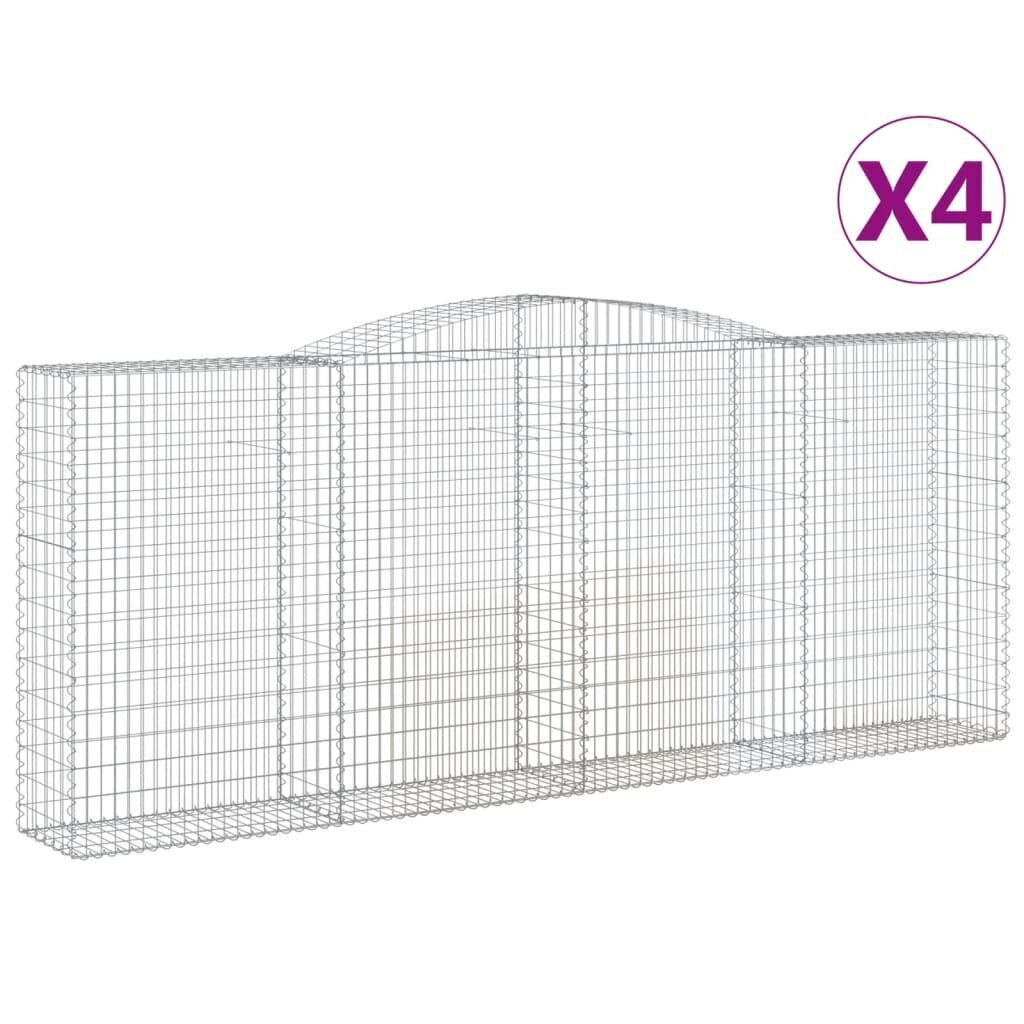 vidaXL Kaarevat kivikorit 4 kpl 400x50x160/180 cm galvanoitu rauta hinta ja tiedot | Aidat ja tarvikkeet | hobbyhall.fi