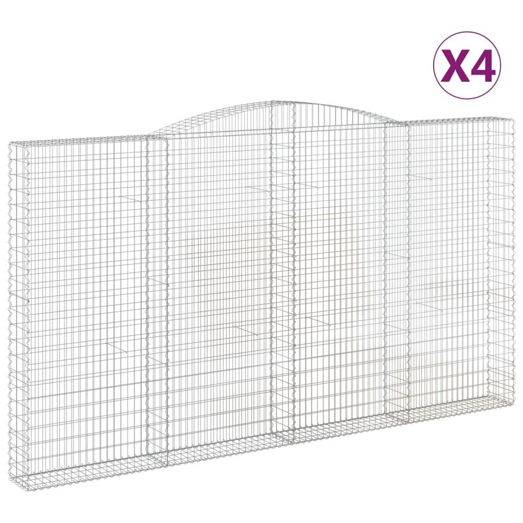 vidaXL Kaarevat kivikorit 4 kpl 400x30x220/240 cm galvanoitu rauta hinta ja tiedot | Aidat ja tarvikkeet | hobbyhall.fi