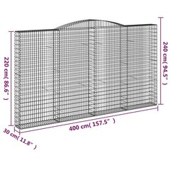 vidaXL Kaarevat kivikorit 4 kpl 400x30x220/240 cm galvanoitu rauta hinta ja tiedot | Aidat ja tarvikkeet | hobbyhall.fi