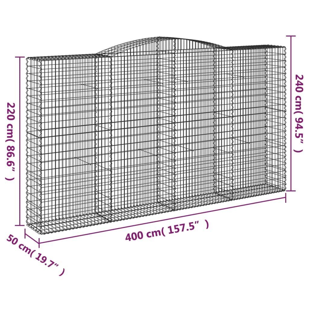 vidaXL Kaarevat kivikorit 2 kpl 400x50x220/240 cm galvanoitu rauta hinta ja tiedot | Aidat ja tarvikkeet | hobbyhall.fi