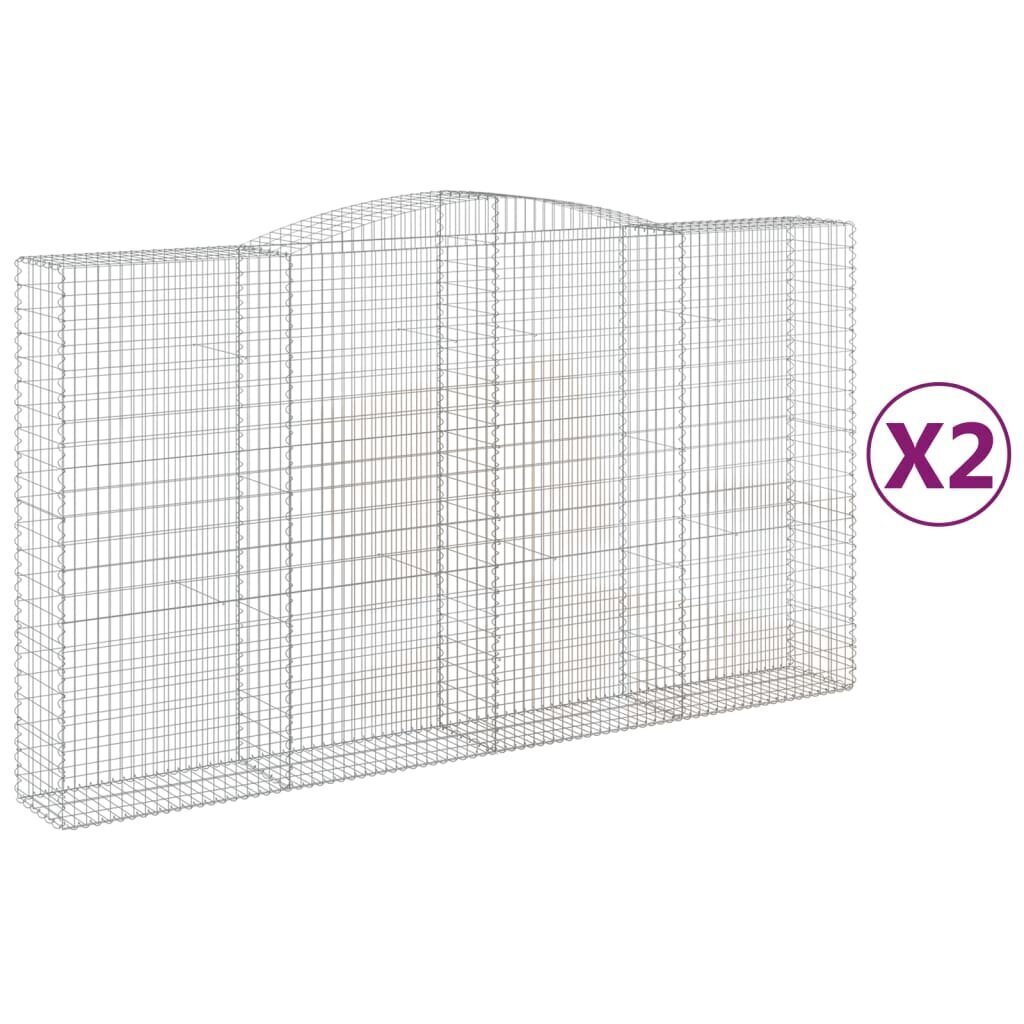 vidaXL Kaarevat kivikorit 2 kpl 400x50x220/240 cm galvanoitu rauta hinta ja tiedot | Aidat ja tarvikkeet | hobbyhall.fi