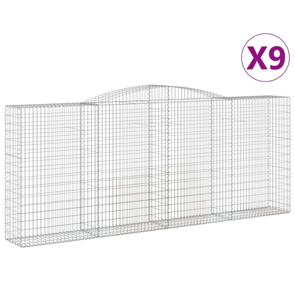 vidaXL Kaarevat kivikorit 9 kpl 400x50x160/180 cm galvanoitu rauta hinta ja tiedot | Aidat ja tarvikkeet | hobbyhall.fi