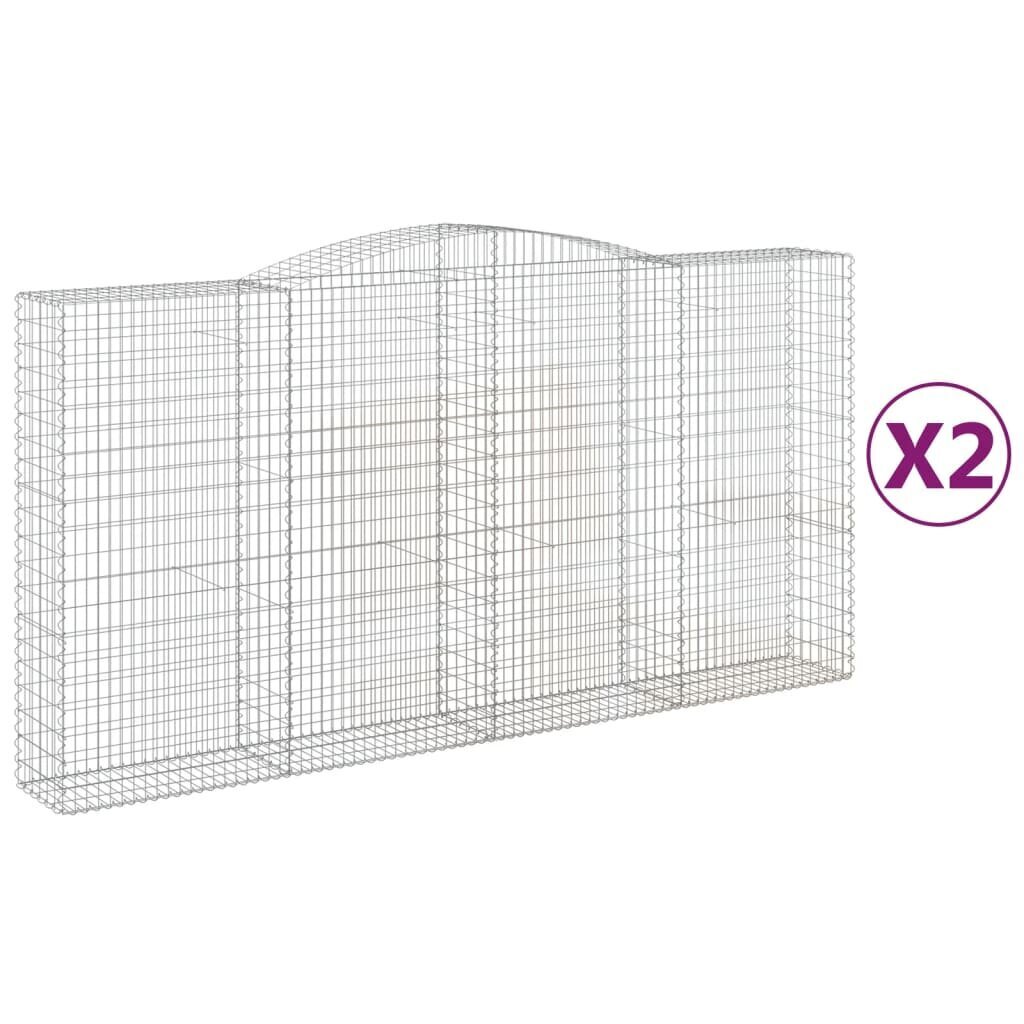 vidaXL Kaarevat kivikorit 2 kpl 400x50x200/220 cm galvanoitu rauta hinta ja tiedot | Aidat ja tarvikkeet | hobbyhall.fi