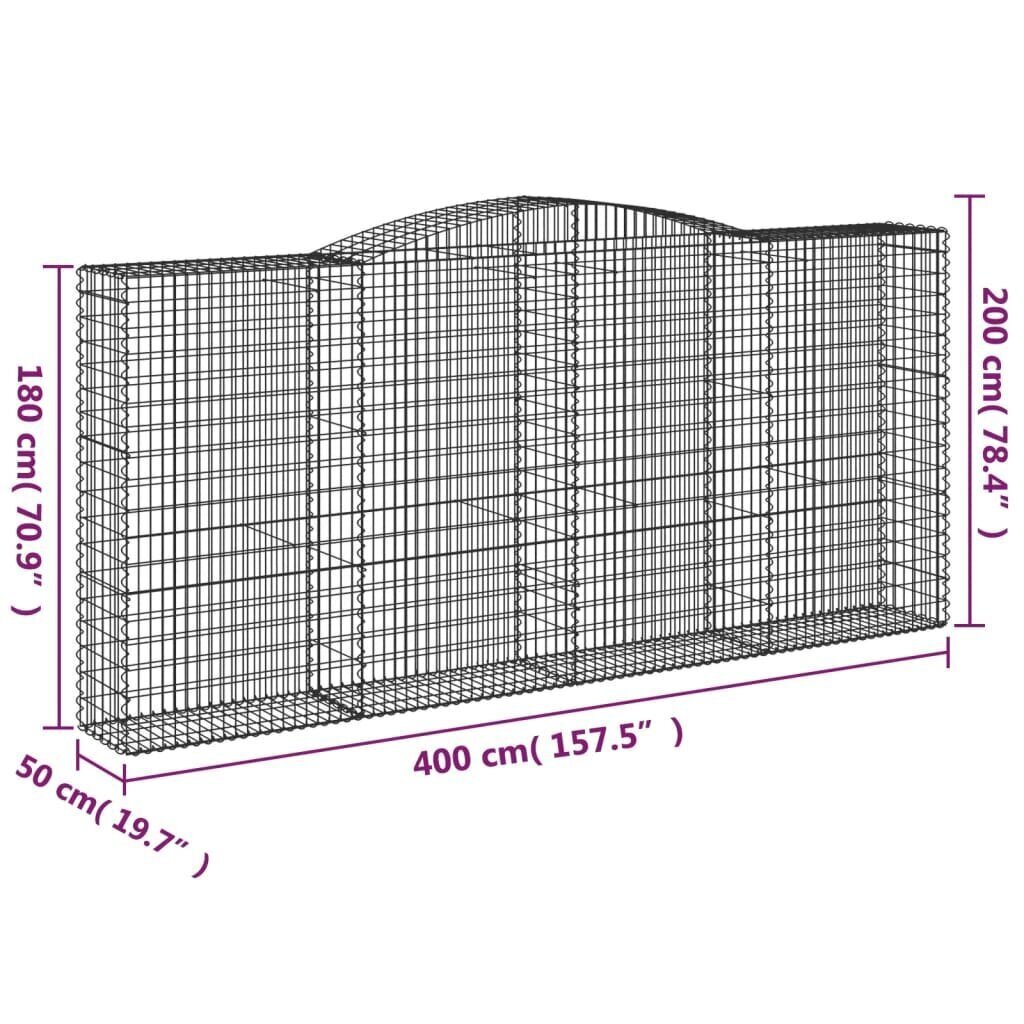 vidaXL Kaarevat kivikorit 7 kpl 400x50x180/200 cm galvanoitu rauta hinta ja tiedot | Aidat ja tarvikkeet | hobbyhall.fi