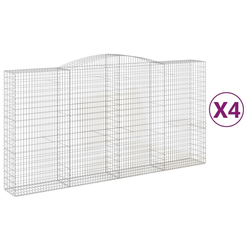 vidaXL Kaarevat kivikorit 4 kpl 400x50x200/220 cm galvanoitu rauta hinta ja tiedot | Aidat ja tarvikkeet | hobbyhall.fi