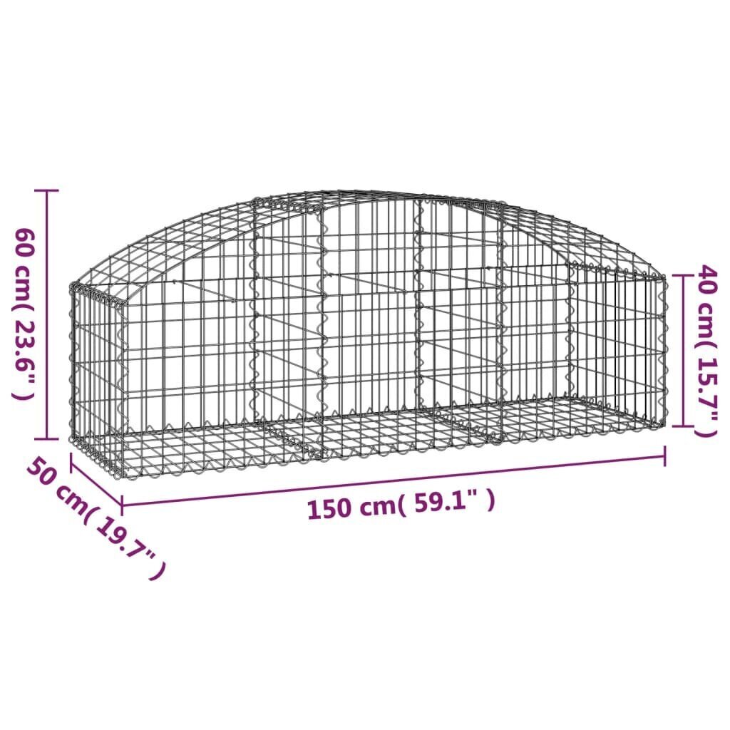 vidaXL Kaareva kivikori 150x50x40/60 cm galvanoitu rauta hinta ja tiedot | Aidat ja tarvikkeet | hobbyhall.fi