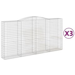 vidaXL Kaarevat kivikorit 3 kpl 400x50x200/220 cm galvanoitu rauta hinta ja tiedot | Aidat ja tarvikkeet | hobbyhall.fi