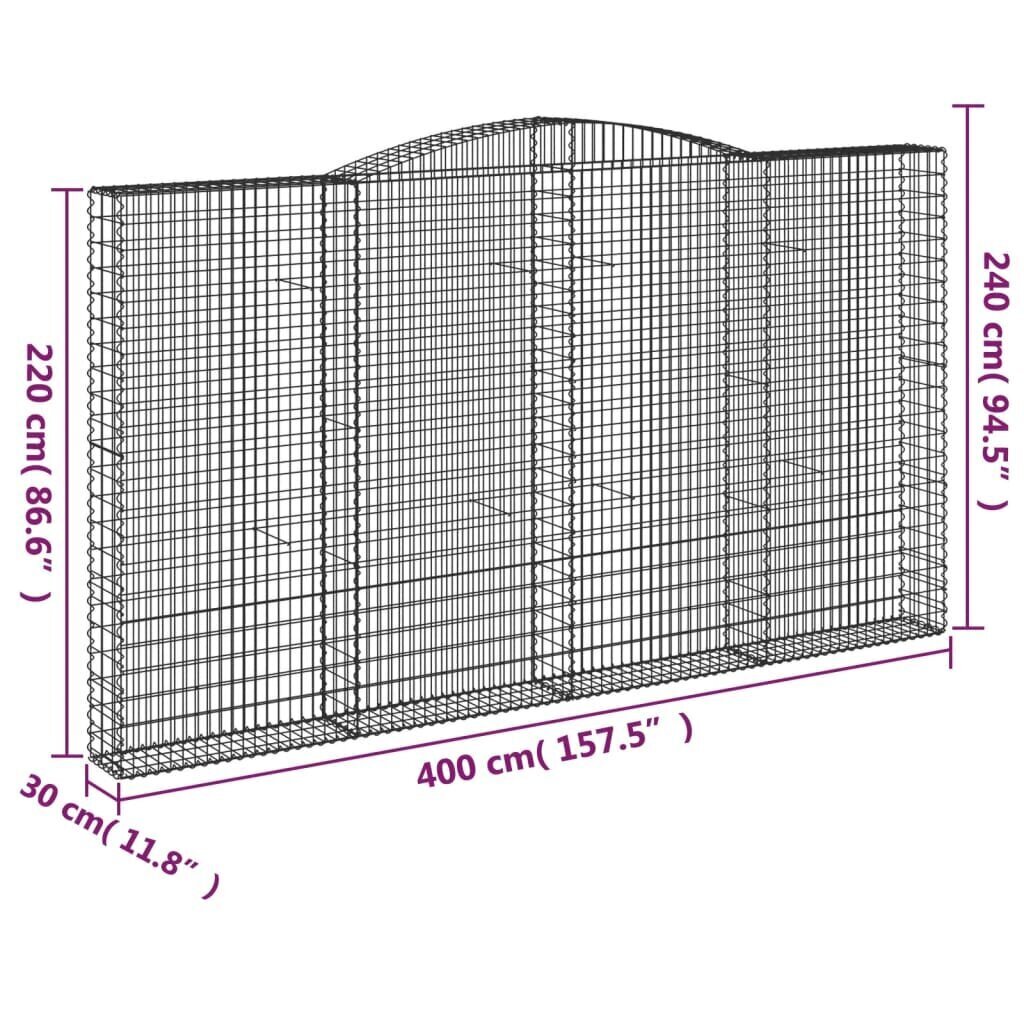 vidaXL Kaarevat kivikorit 6 kpl 400x30x220/240 cm galvanoitu rauta hinta ja tiedot | Aidat ja tarvikkeet | hobbyhall.fi