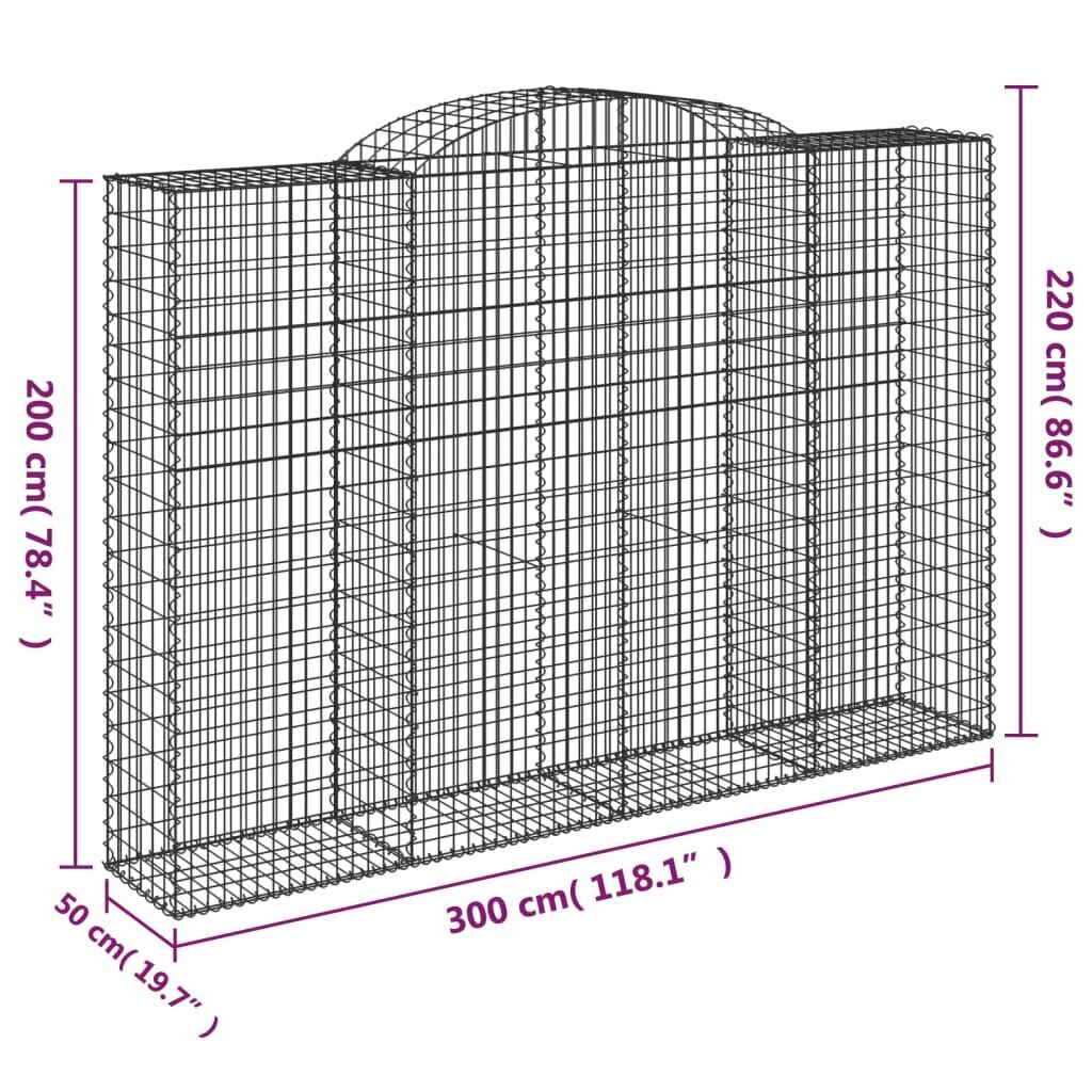 vidaXL Kaarevat kivikorit 2 kpl 300x50x200/220 cm galvanoitu rauta hinta ja tiedot | Aidat ja tarvikkeet | hobbyhall.fi