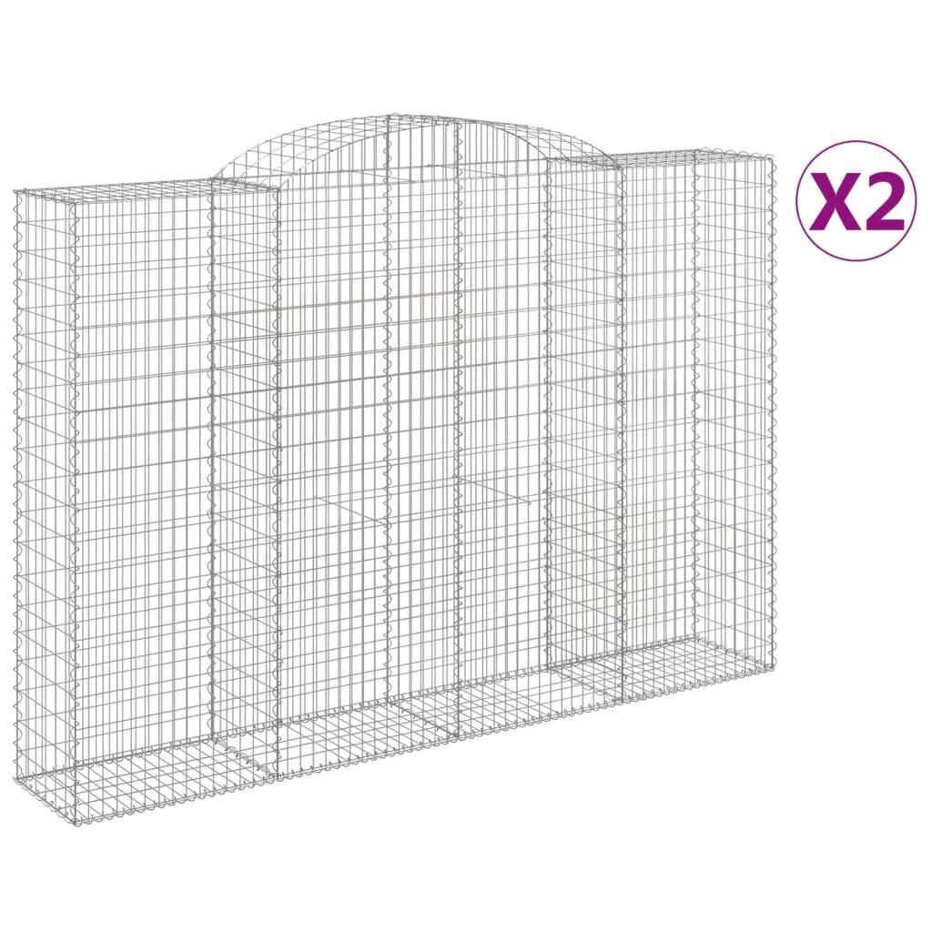 vidaXL Kaarevat kivikorit 2 kpl 300x50x200/220 cm galvanoitu rauta hinta ja tiedot | Aidat ja tarvikkeet | hobbyhall.fi