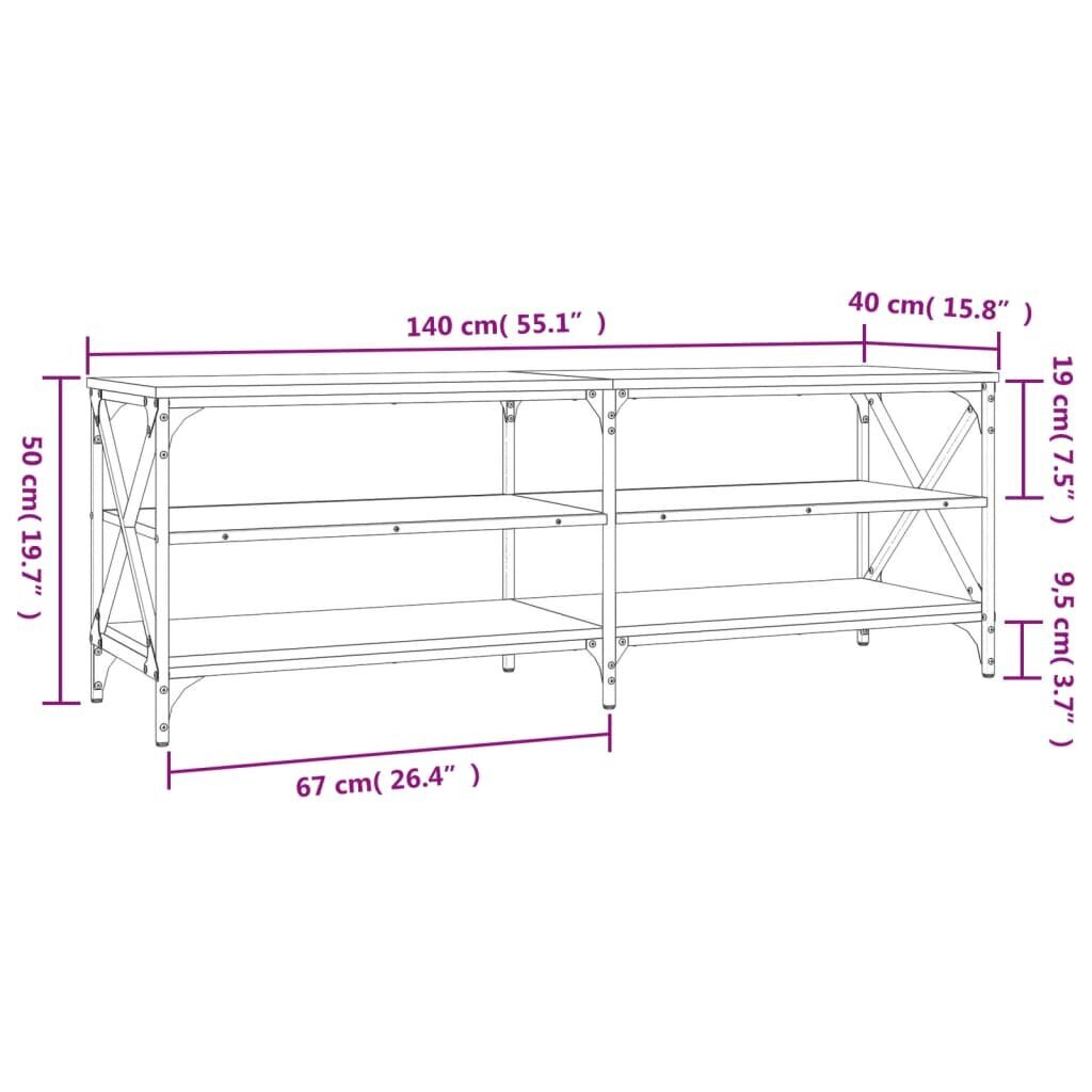 vidaXL TV-taso Sonoma-tammi 140x40x50 cm tekninen puu hinta ja tiedot | TV-tasot | hobbyhall.fi