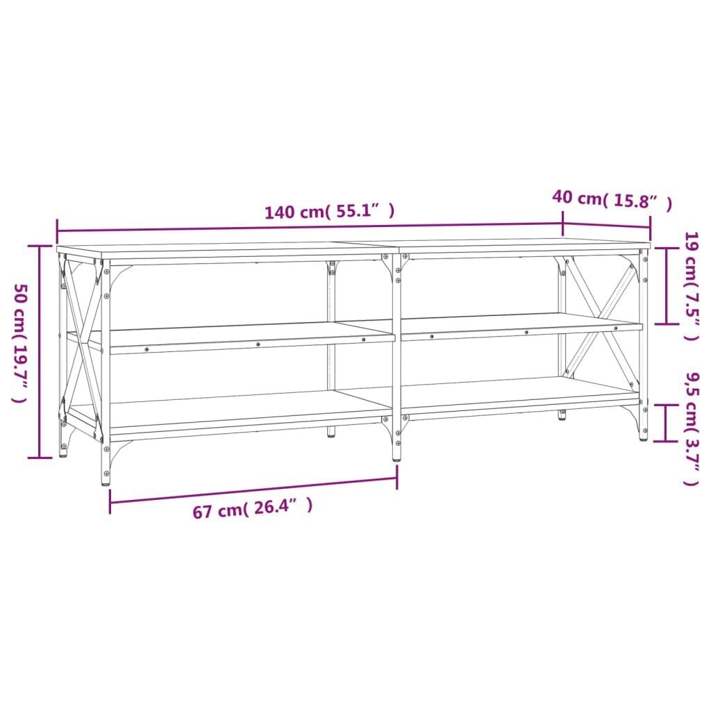 vidaXL TV-taso harmaa Sonoma 140x40x50 cm tekninen puu hinta ja tiedot | TV-tasot | hobbyhall.fi