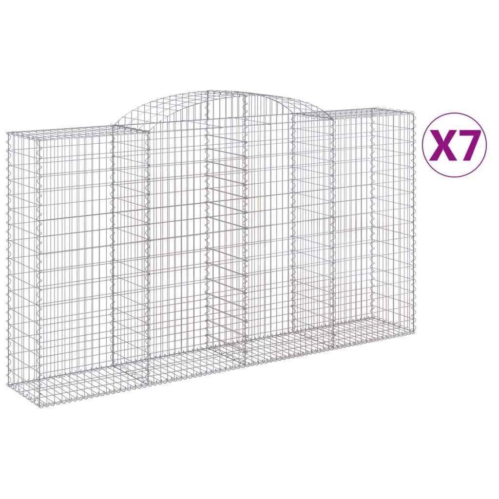 vidaXL Kaarevat kivikorit 7 kpl 300x50x160/180 cm galvanoitu rauta hinta ja tiedot | Aidat ja tarvikkeet | hobbyhall.fi