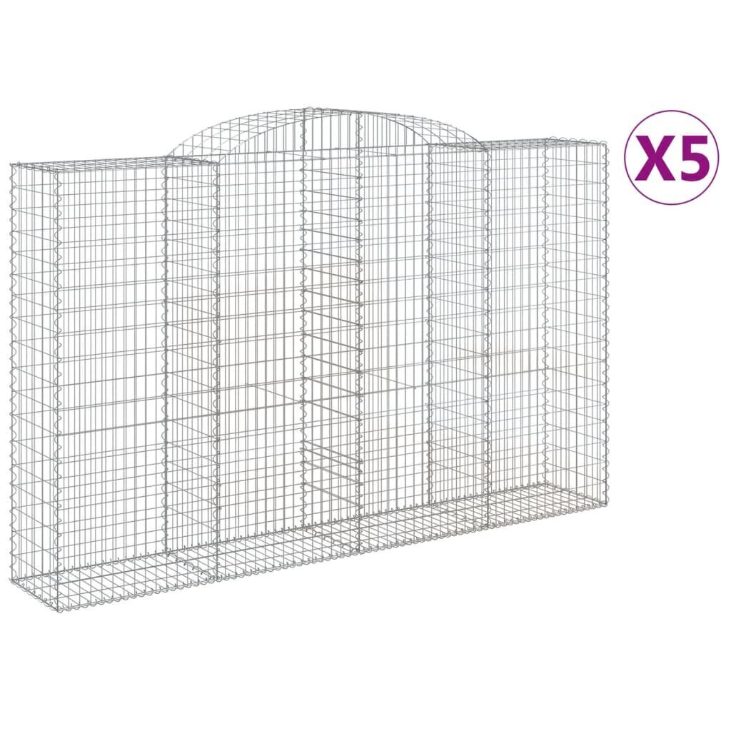 vidaXL Kaarevat kivikorit 5 kpl 300x50x180/200 cm galvanoitu rauta hinta ja tiedot | Aidat ja tarvikkeet | hobbyhall.fi