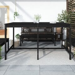 vidaXL Puutarhapöytä musta 203,5x90x110 cm täysi mänty hinta ja tiedot | Puutarhapöydät | hobbyhall.fi