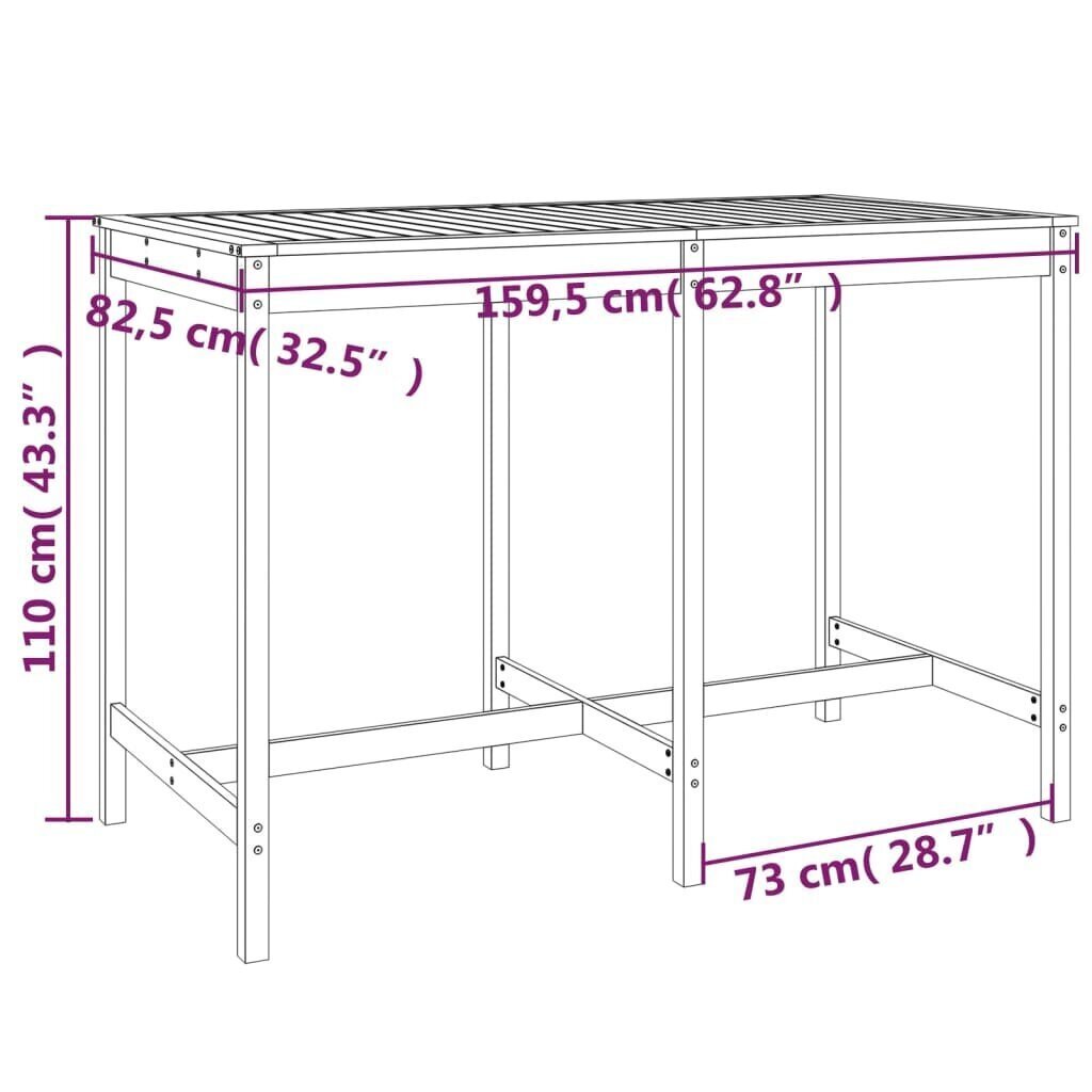 vidaXL Puutarhapöytä 159,5x82,5x110 cm täysi douglaskuusi hinta ja tiedot | Puutarhapöydät | hobbyhall.fi