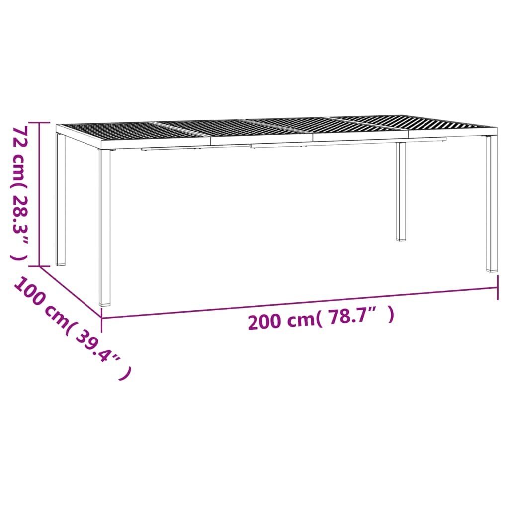 vidaXL Puutarhapöytä antrasiitti 200x100x72 cm teräs hinta ja tiedot | Puutarhapöydät | hobbyhall.fi