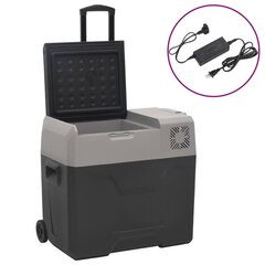 vidaXL Kylmälaukku pyörillä ja adapterilla mustaharmaa 50 l PP hinta ja tiedot | vidaXL Retkeilytarvikkeet | hobbyhall.fi