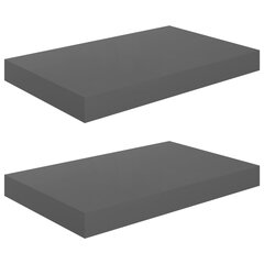 vidaXL Kelluvat seinähyllyt 2 kpl korkeakiilto harmaa 40x23x3,8 cm MDF hinta ja tiedot | Hyllyt | hobbyhall.fi