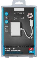 Vivanco adapteri USB-C - HDMI 3in1, valkoinen hinta ja tiedot | Vivanco Tietokoneiden lisävarusteet | hobbyhall.fi