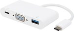 Vivanco adapteri USB-C - VGA 3in1, valkoinen