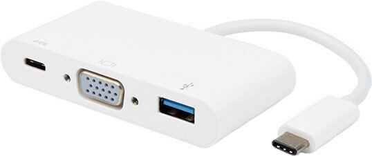Vivanco adapteri USB-C - VGA 3in1, valkoinen hinta ja tiedot | Adapterit | hobbyhall.fi