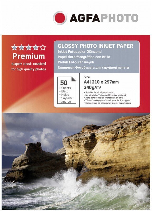 Agfaphoto valokuvapaperi A4 Premium Glossy 240g 50 arkkia (AP24050A4N) hinta ja tiedot | Kameratarvikkeet | hobbyhall.fi