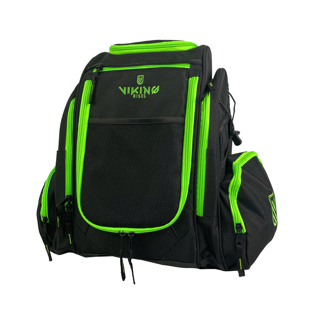 Viking Discs Rucksack Pro Frisbeegolf reppu, musta/lime hinta ja tiedot | Frisbeegolf | hobbyhall.fi