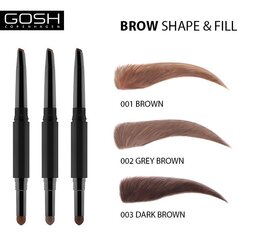 GOSH Brow Shape & Fill -kulmakynä, 0.6 g, 001 Brown hinta ja tiedot | Kulmavärit ja kulmakynät | hobbyhall.fi