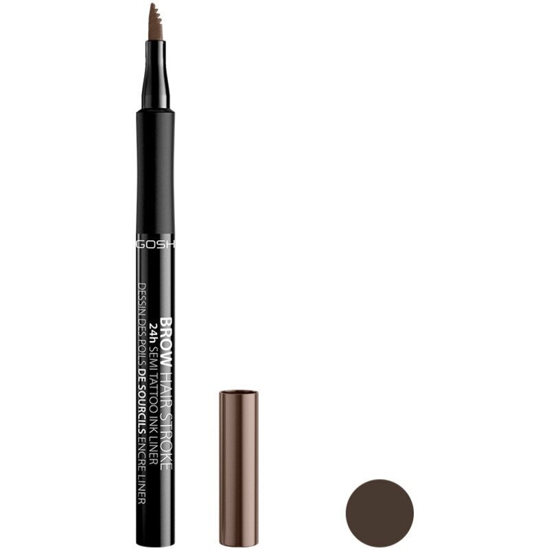 GOSH Brow Hair Stroke 24H Semi-Tattoo Ink Pen -kulmatussi, 1 ml, 002 Grey Brown hinta ja tiedot | Kulmavärit ja kulmakynät | hobbyhall.fi