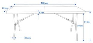 Kokoontaitettava pöytä - Impro, 240 cm, musta hinta ja tiedot | Ei ole määritelty Puutarha- ja terassikalusteet | hobbyhall.fi