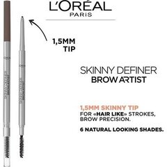 L'Oreal Paris Brow Artist Skinny Definer Brow Pencil -kulmakynä, 105 Brunette hinta ja tiedot | Kulmavärit ja kulmakynät | hobbyhall.fi