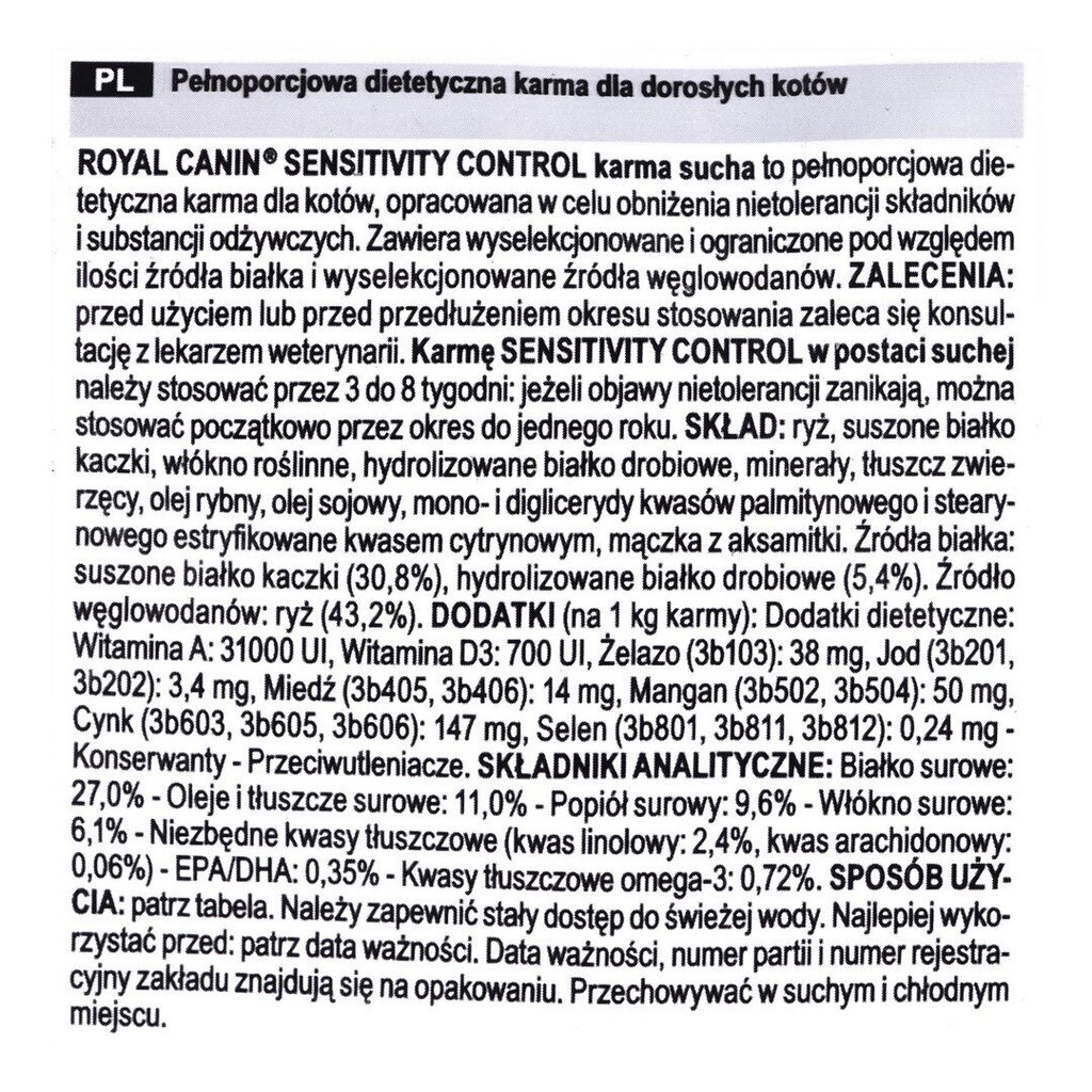 Royal Canin VHN Cat Sensitivity kissoille, joilla on herkkä ruoansulatusjärjestelmä, 400 g hinta ja tiedot | Kissan kuivaruoka | hobbyhall.fi