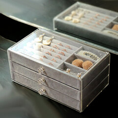 D'Luxe 3 Drawer Jewelry Organizer Grace, harmaa hinta ja tiedot | Sisustustuotteet | hobbyhall.fi