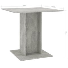 vidaXL Ruokapöytä betoninharmaa 80x80x75 cm lastulevy hinta ja tiedot | Ruokapöydät | hobbyhall.fi
