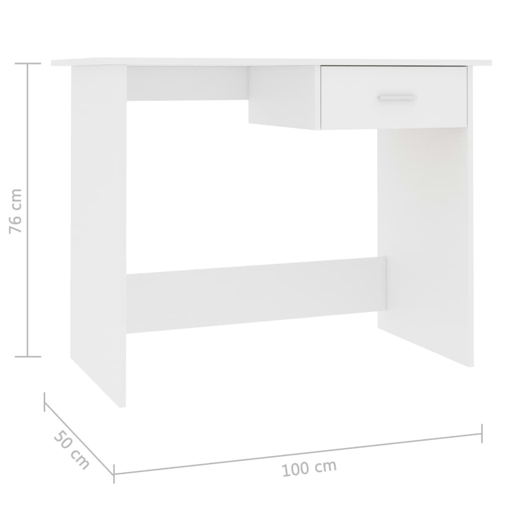 vidaXL Työpöytä valkoinen 100x50x76 cm lastulevy hinta ja tiedot | Tietokonepöydät ja työpöydät | hobbyhall.fi