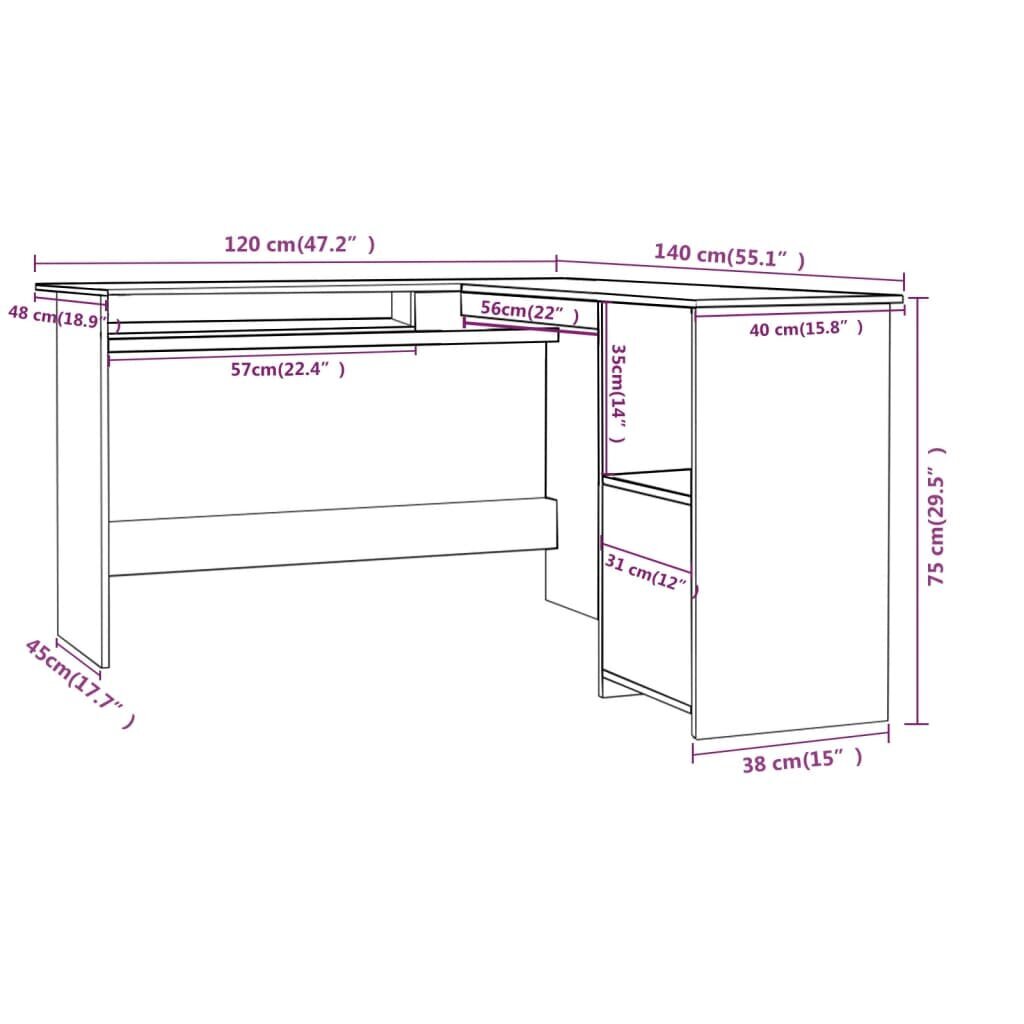 vidaXL L-muotoinen kulmapöytä musta 120x140x75 cm lastulevy hinta ja tiedot | Tietokonepöydät ja työpöydät | hobbyhall.fi