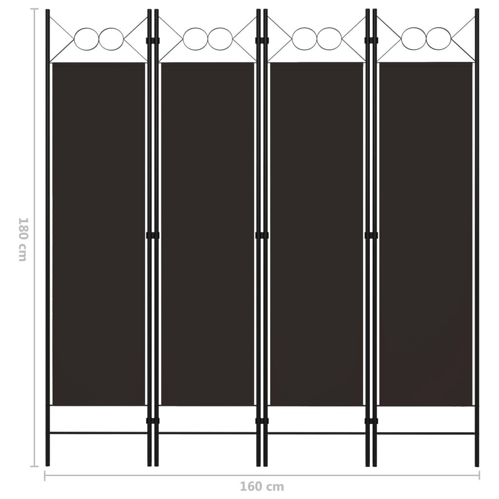 vidaXL 4-paneelinen tilanjakaja ruskea 160x180 cm hinta ja tiedot | Sermit ja tilanjakajat | hobbyhall.fi