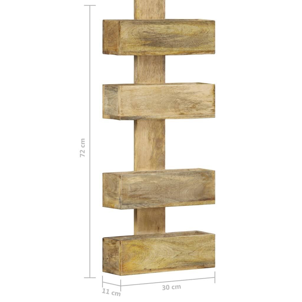 vidaXL Seinälehtiteline 30x11x72 cm täysi mangopuu hinta ja tiedot | Hyllyt | hobbyhall.fi