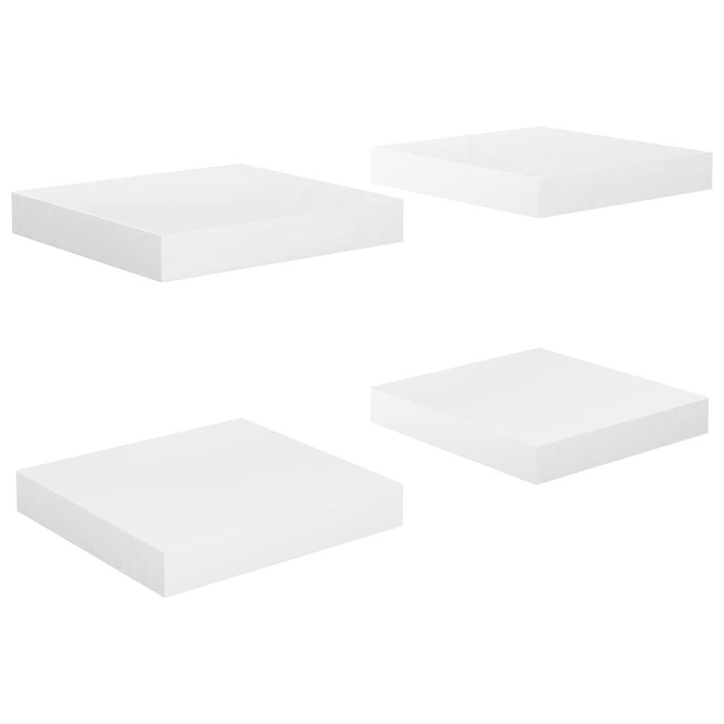 vidaXL Kelluvat seinähyllyt 4 kpl korkeakiilto valk 23x23,5x3,8 cm MDF hinta ja tiedot | Hyllyt | hobbyhall.fi