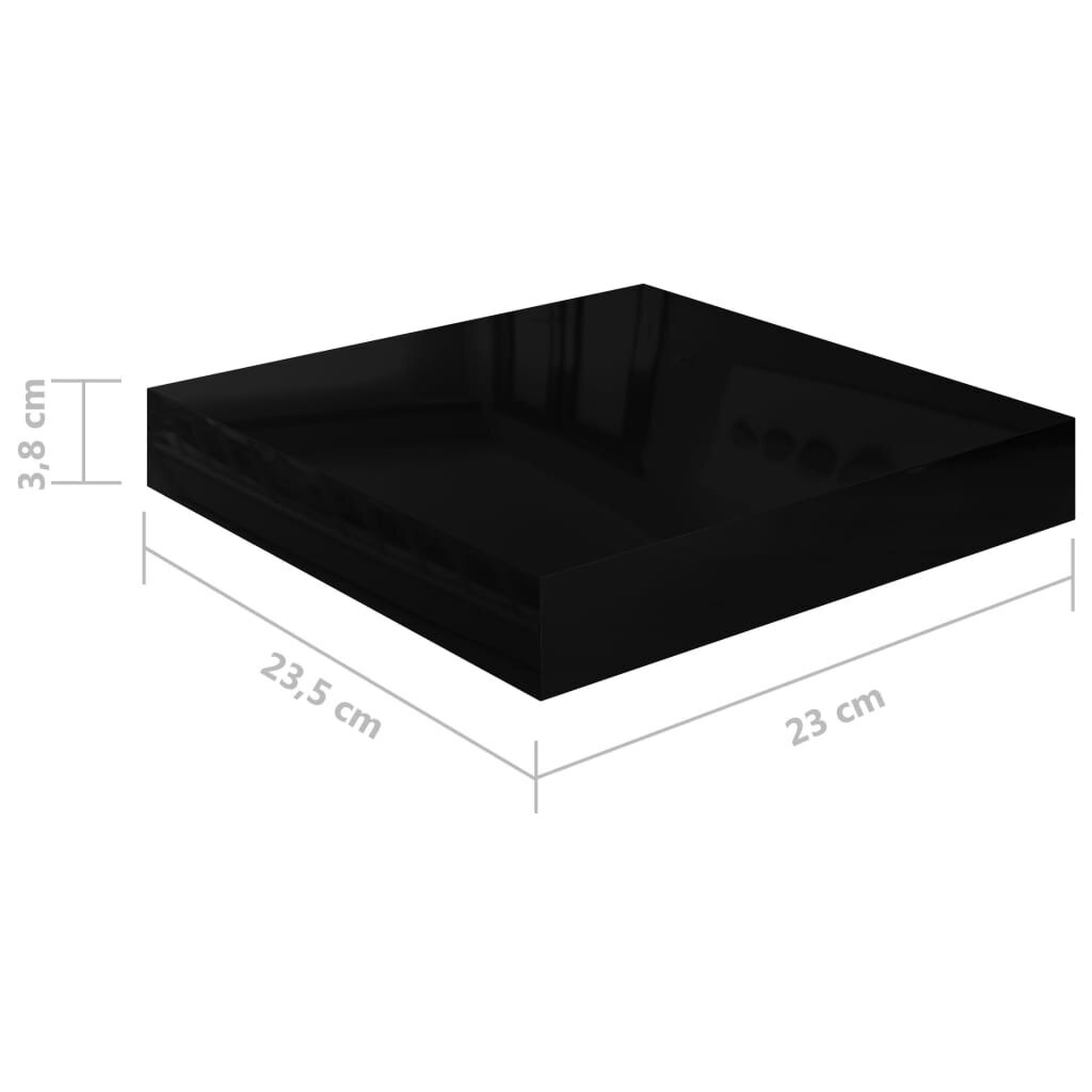vidaXL Kelluvat seinähyllyt 2kpl korkeakiilto musta 23x23,5x3,8 cm MDF hinta ja tiedot | Hyllyt | hobbyhall.fi