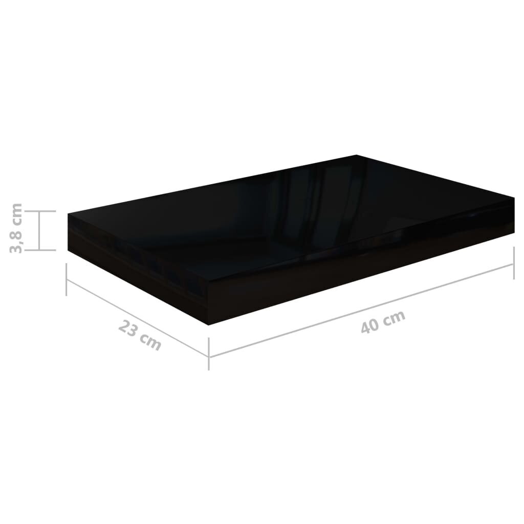 vidaXL Kelluvat seinähyllyt 4 kpl korkeakiilto musta 40x23x3,8 cm MDF hinta ja tiedot | Hyllyt | hobbyhall.fi