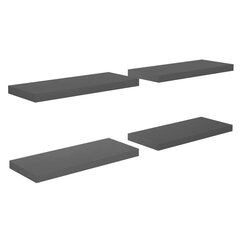 vidaXL Kelluvat seinähyllyt 4kpl kork.kiilto harmaa 60x23,5x3,8cm MDF hinta ja tiedot | Hyllyt | hobbyhall.fi