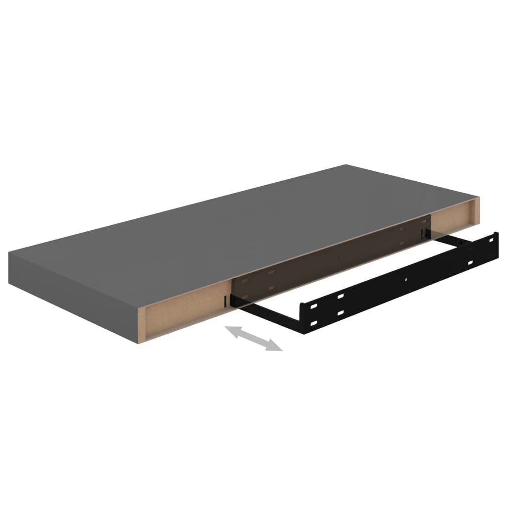 vidaXL Kelluvat seinähyllyt 4kpl kork.kiilto harmaa 60x23,5x3,8cm MDF hinta ja tiedot | Hyllyt | hobbyhall.fi