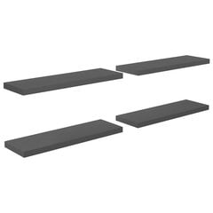 vidaXL Kelluvat seinähyllyt 4kpl korkeakiilto harmaa 80x23,5x3,8cm MDF hinta ja tiedot | Hyllyt | hobbyhall.fi