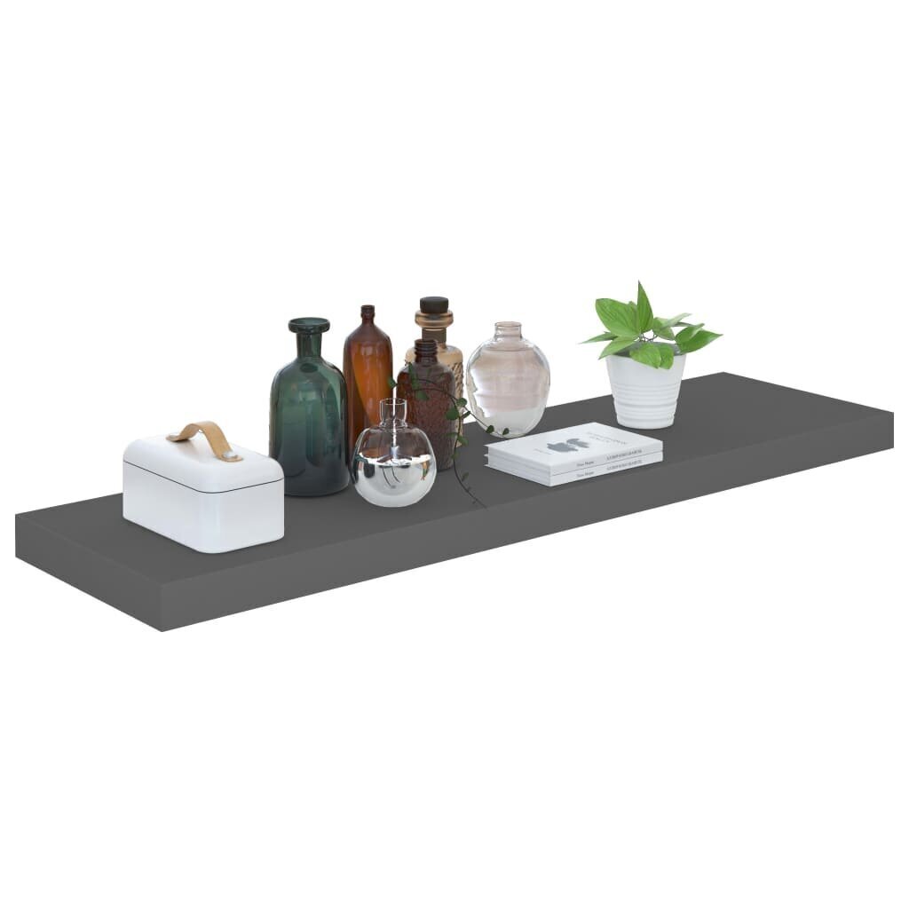 vidaXL Kelluvat seinähyllyt 2kpl korkeakiilto harmaa 90x23,5x3,8cm MDF hinta ja tiedot | Hyllyt | hobbyhall.fi