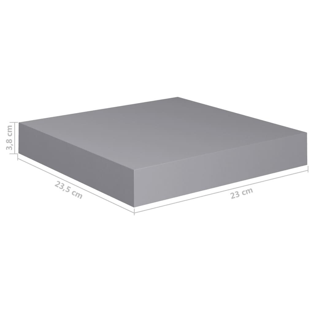 vidaXL Kelluvat seinähyllyt 4 kpl harmaa 23x23,5x3,8cm MDF hinta ja tiedot | Hyllyt | hobbyhall.fi