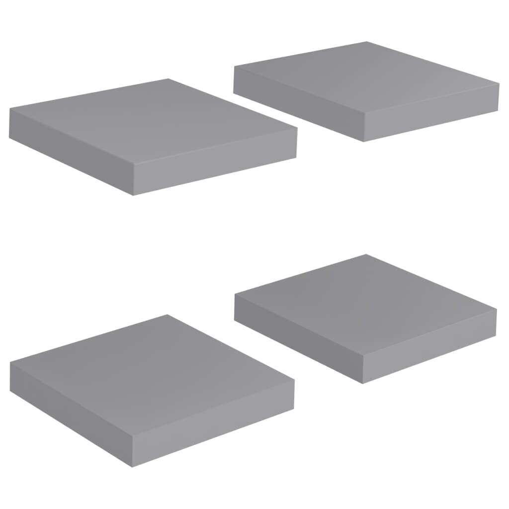 vidaXL Kelluvat seinähyllyt 4 kpl harmaa 23x23,5x3,8cm MDF hinta ja tiedot | Hyllyt | hobbyhall.fi