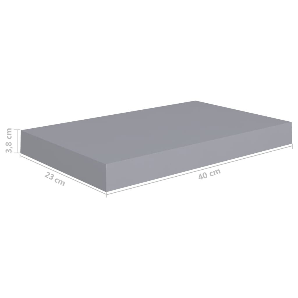 vidaXL Kelluva seinähylly harmaa 40x23x3,8 cm MDF hinta ja tiedot | Hyllyt | hobbyhall.fi