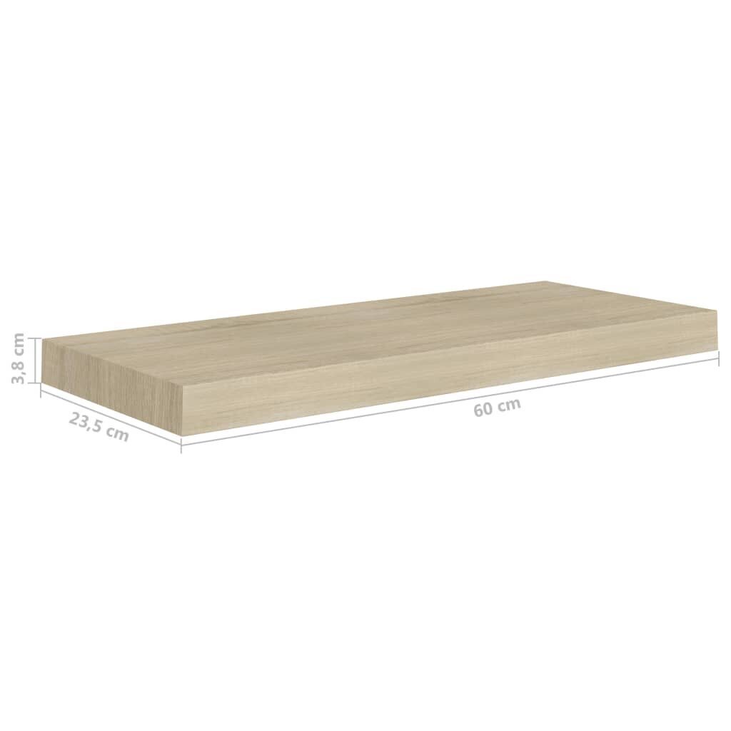 vidaXL Kelluvat seinähyllyt 2 kpl tammi 60x23,5x3,8 cm MDF hinta ja tiedot | Hyllyt | hobbyhall.fi